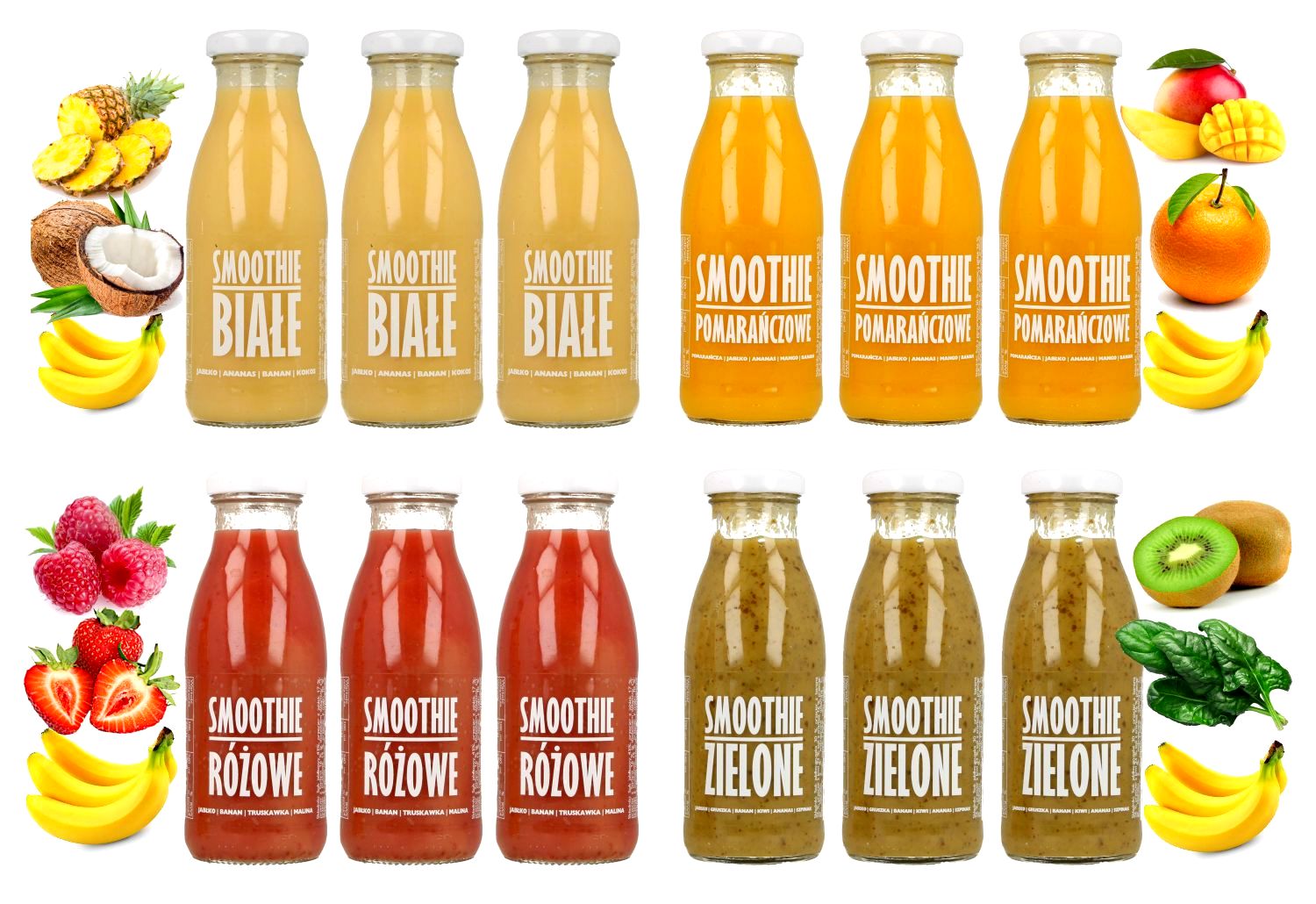 Zestaw Smoothie Sadvit 240ml - komplet 4 smaków - 12 sztuk 1 smoothie
